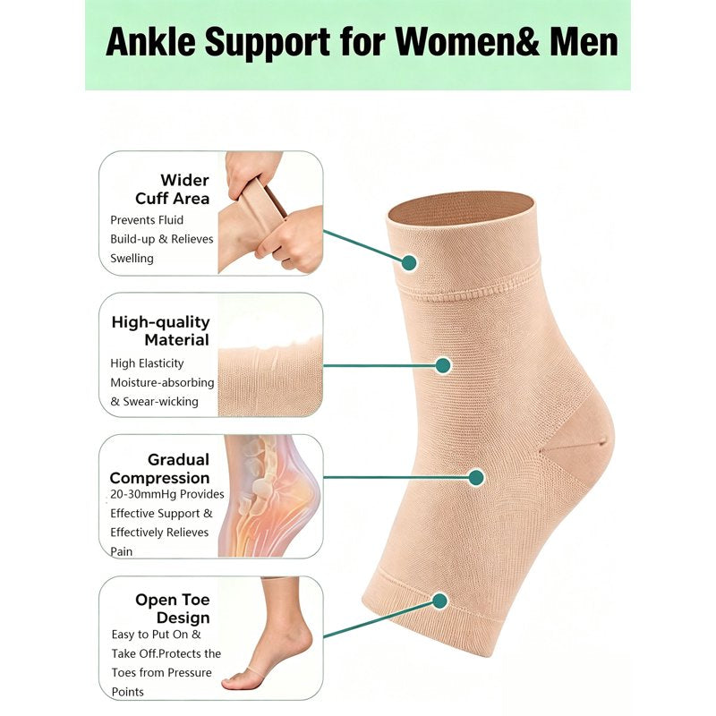 Unisex Ankle Compression Support Socks for Plantar Fasciitis & Swelling Relief