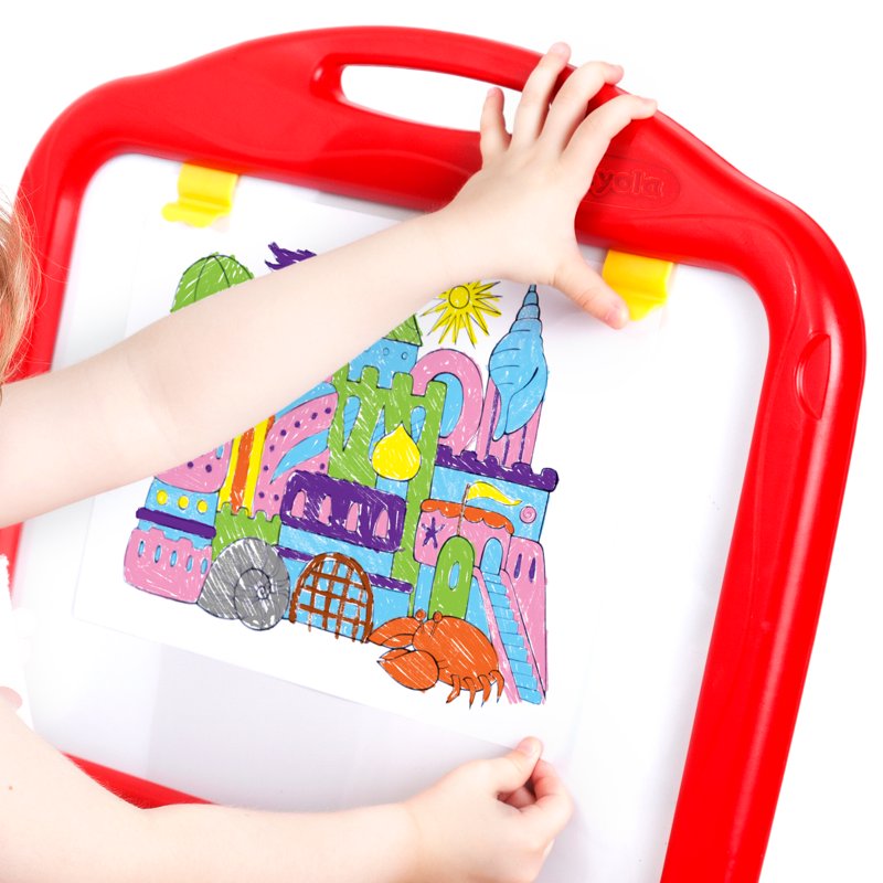 Magnetic Double-Sided Chalkboard and Dry-Erase Board with 77 Accessories for Kids