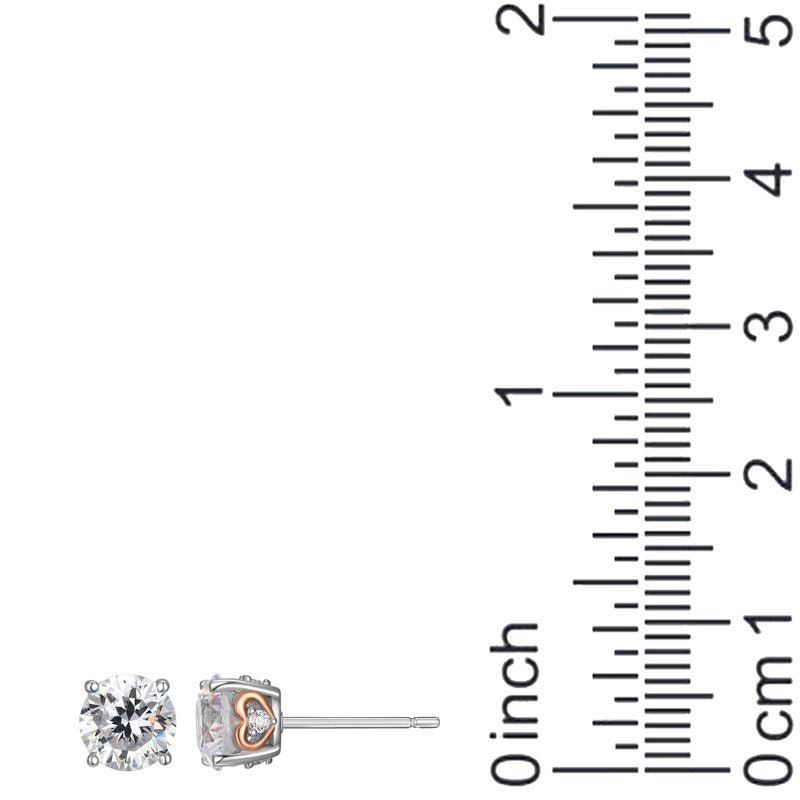 Moissanite Stud Earrings in Two-Tone Sterling Silver - 2 Carats EQW, Gift Box