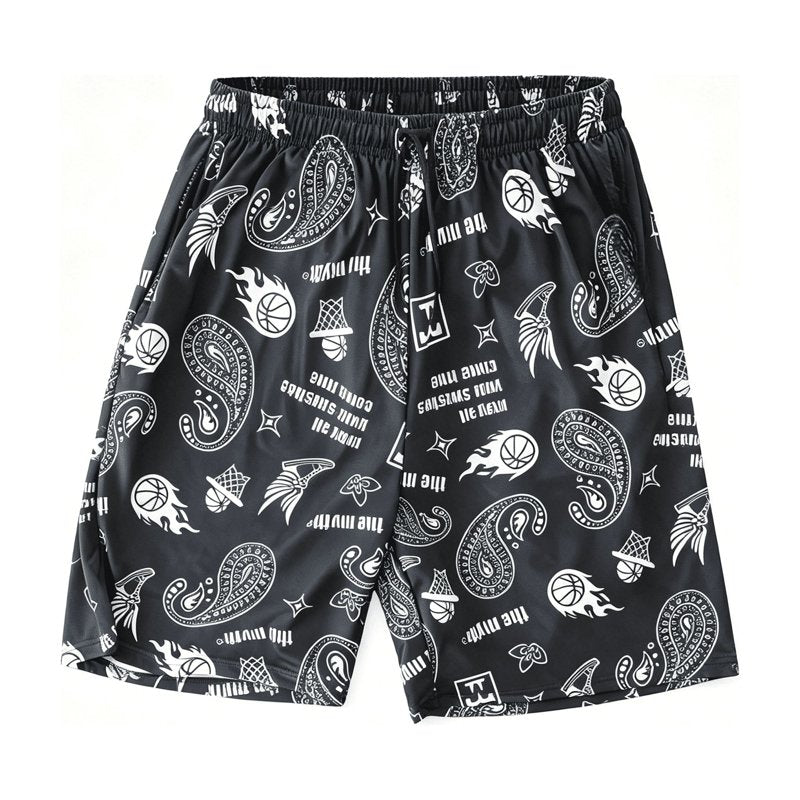 Men's 5 Pack Casual Graphic Athletic Shorts - Quick Dry Mesh, Elastic Waist, Multi-Print Streetwear & Beach Shorts