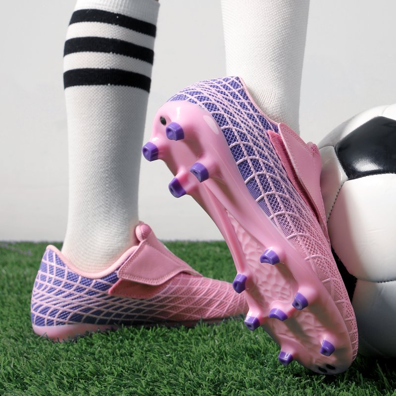 Dream Pairs Kids Soccer Cleats - Pink/Purple, Easy Hook & Loop Closure