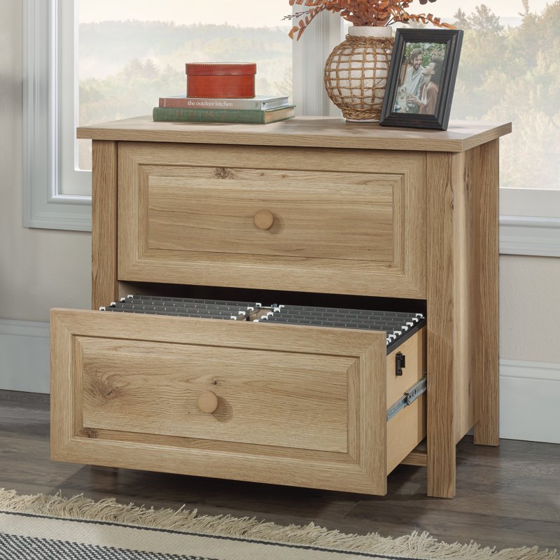 Sauder Farmhouse Lateral File Cabinet with 2 Drawers in Timber Oak - Home Office Storage
