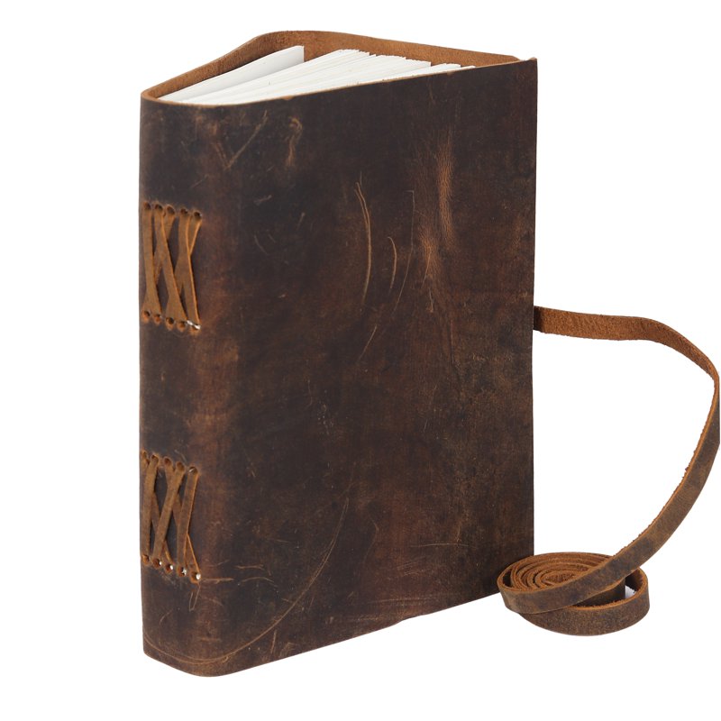 Leather Journal Notebook - Handmade Unlined Writing Pad 8x6 Inches for Artists & Travelers