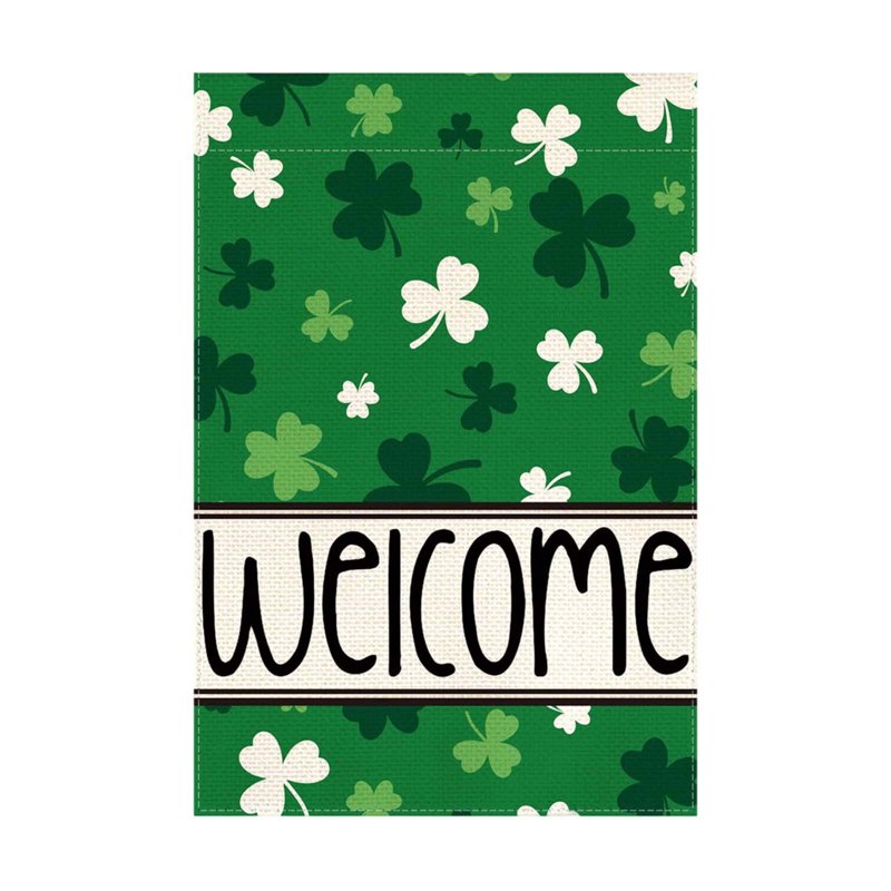 St Patrick's Day Shamrocks Garden Flag Double Sided Welcome Yard Outdoor Decoration