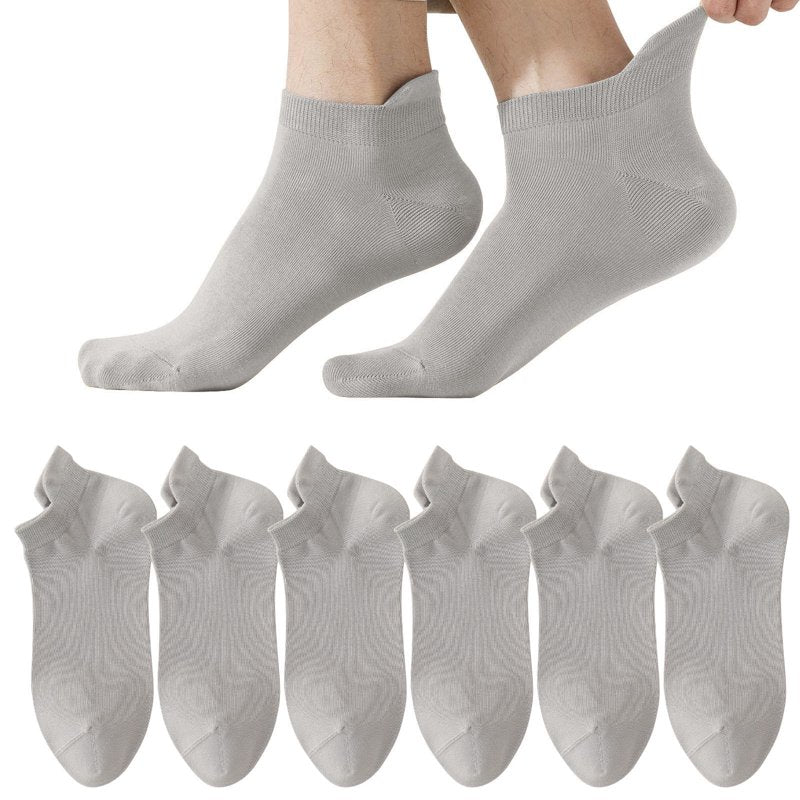 IYTR Mens Socks Mesh Ventilation Footies 6 Pairs Gray - Non Slip Lightweight