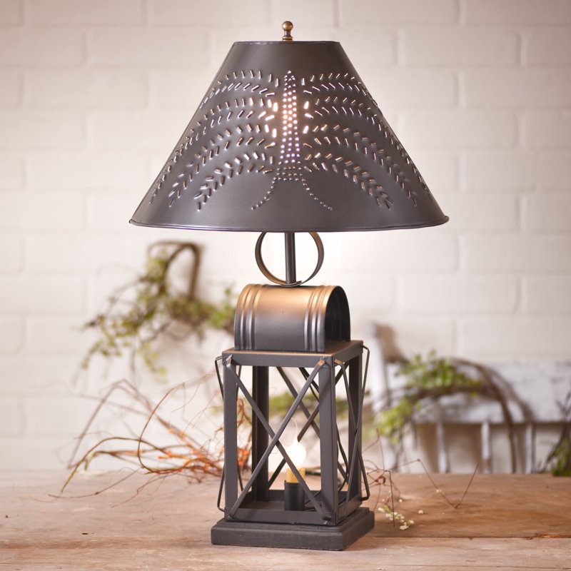 Traditional Folk Art Willow Tree Lamp with Black Finish and Shade