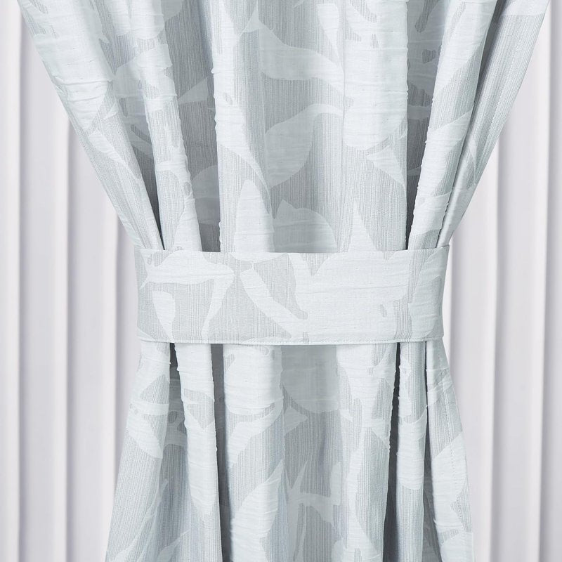 Gray and White Floral Jacquard Window Curtain Set - Light Filtering 54x84 Inches