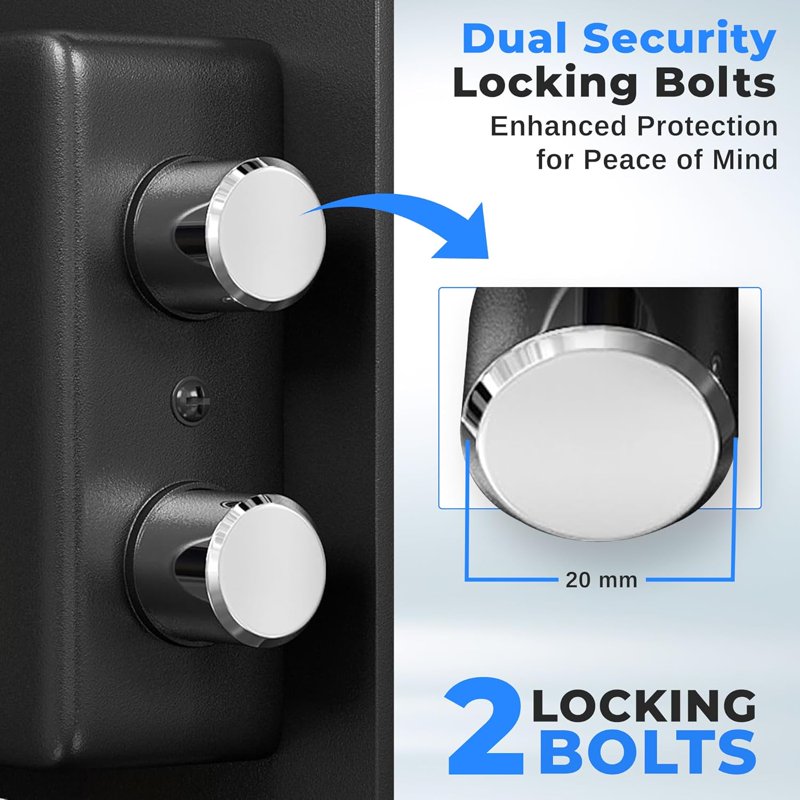 Compact Electronic Safe with Mechanical Override, Fireproof Security Safe