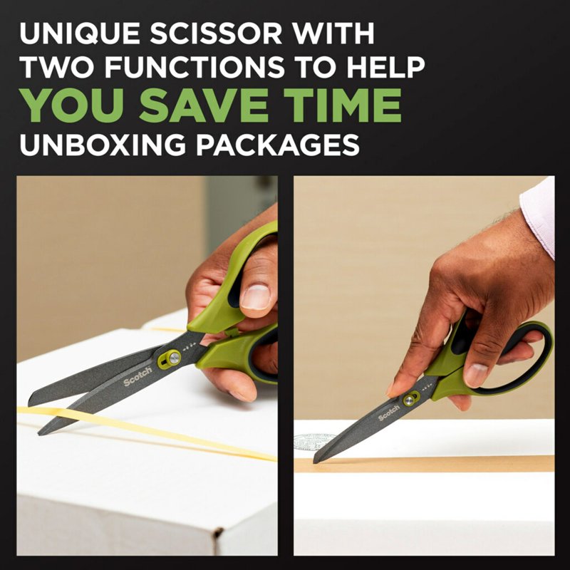 Scotch 2-in-1 Unboxing Scissors Box Cutter, 8 Inch, Non-Stick Coated Blades
