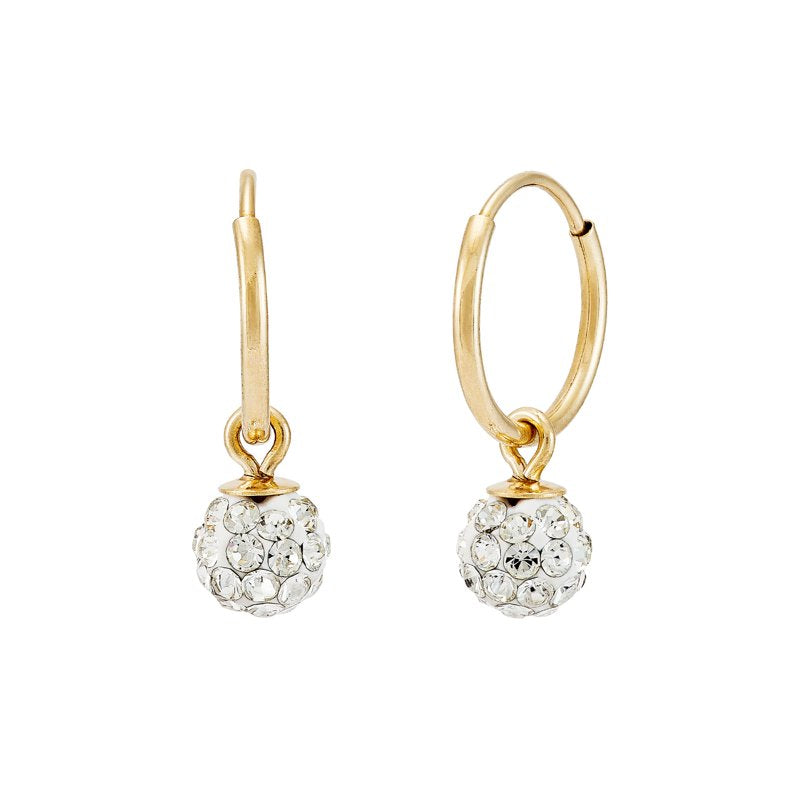 10mm Gold Hoop Earrings with 4.8mm Crystal Balls - Hypoallergenic Jewelry