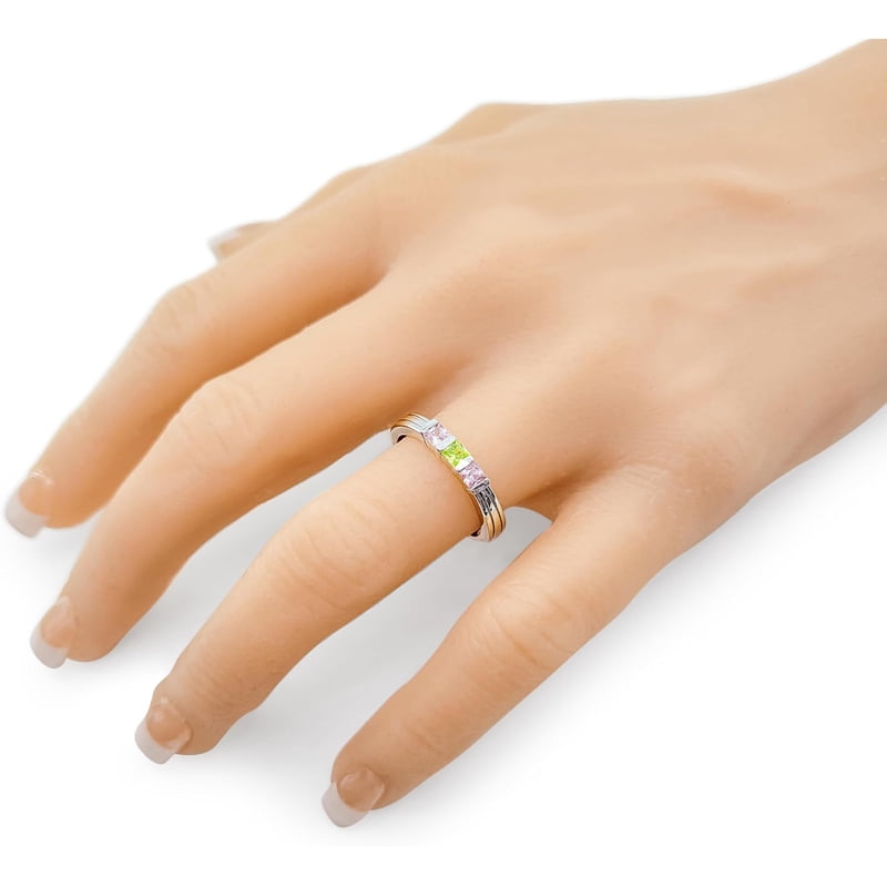 Personalized Birthstone Family Ring - 10K Gold or Silver Custom Mom Gift