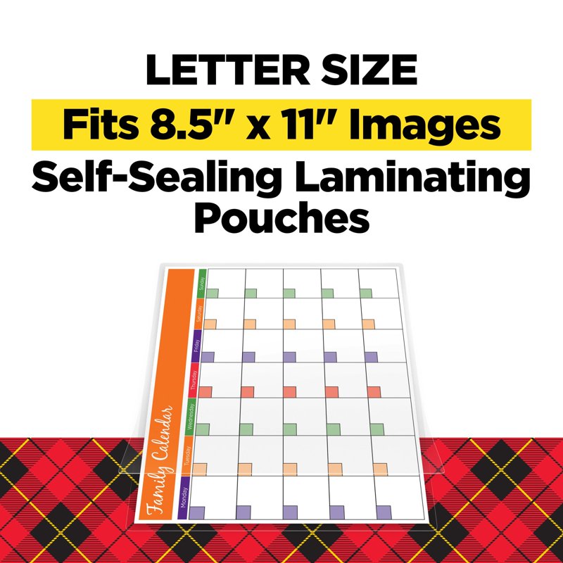 Self-Sealing Laminating Pouches 9 x 11.5 Inches, 25 Pack - Easy Office & Classroom Document Protection