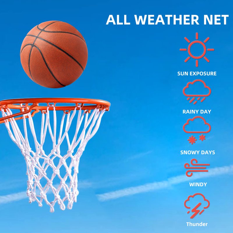 Heavy Duty 2 Pack Basketball Nets Replacement Outdoor Indoor White 20 Inch