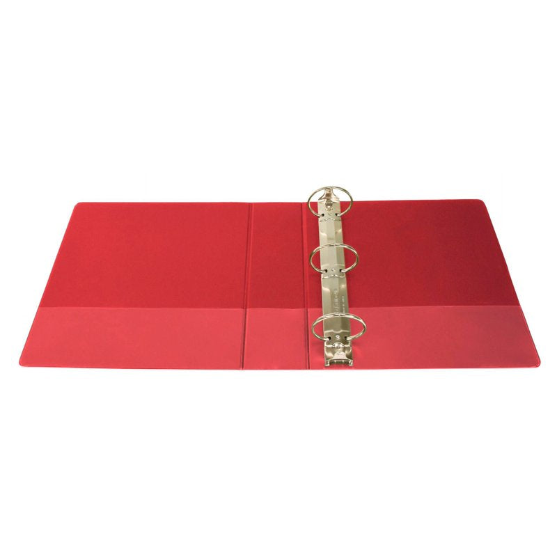Heavy-Duty 3 Inch Vinyl Round Ring Binder - Red, Classroom Organization