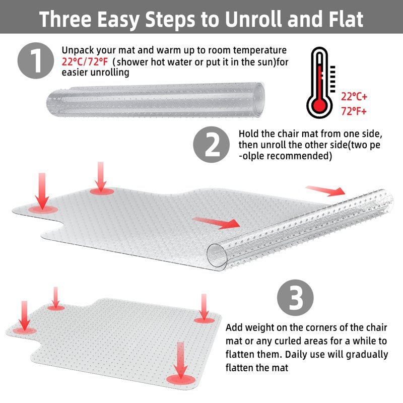 GPED 36" x 48" Office Chair Mat for Carpet - Studded, Non-Slip Carpet Protector