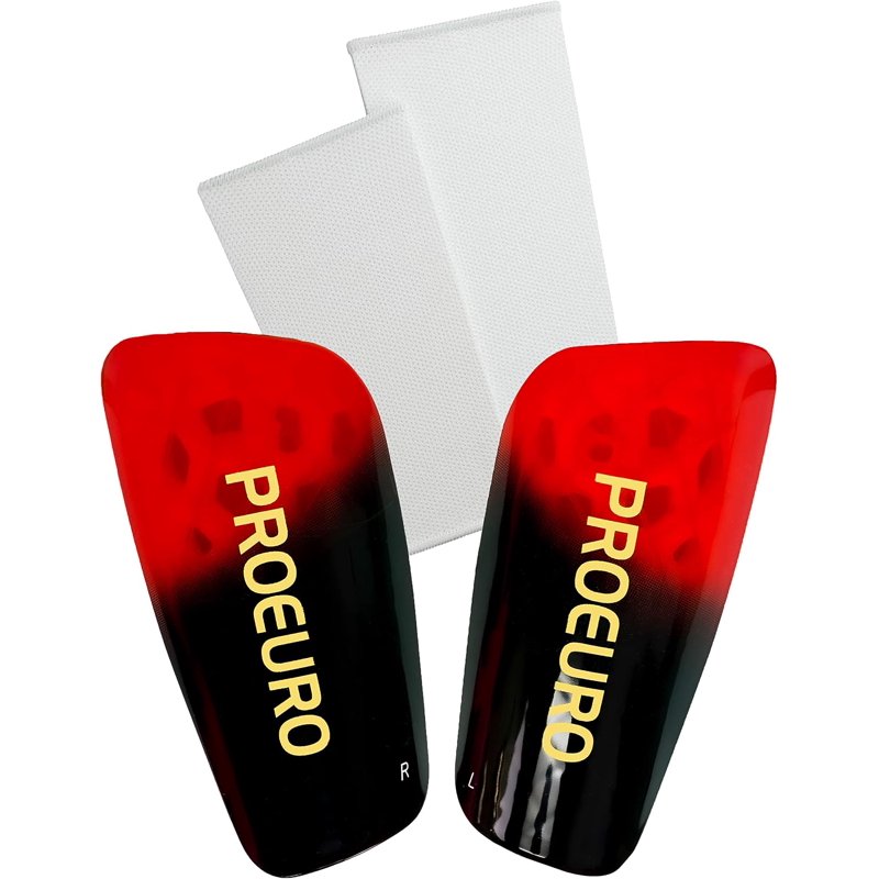 Youth Soccer Shin Guards with Sleeve XS Red - Dual Strap Closure