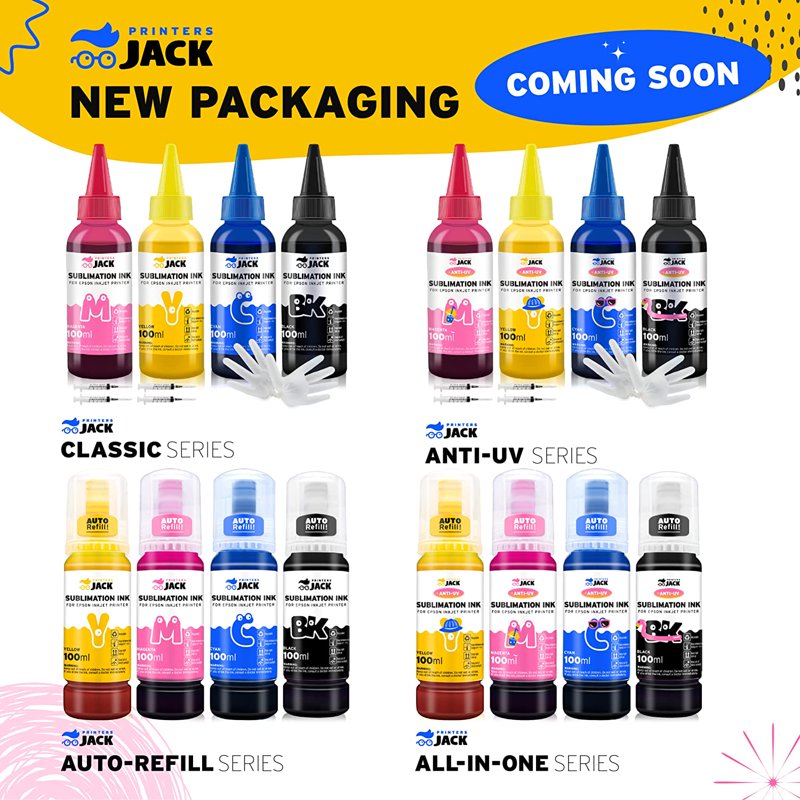 (3 Pack) Sublimation Ink 400ml for Epson C88+/WF7720 - Printers Jack 3-Layer, Heat Transfer Ink