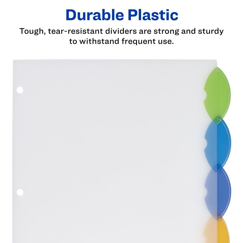 Multi-Color Plastic Binder Dividers with Insertable Style Edge Tabs - 5-Tab Set