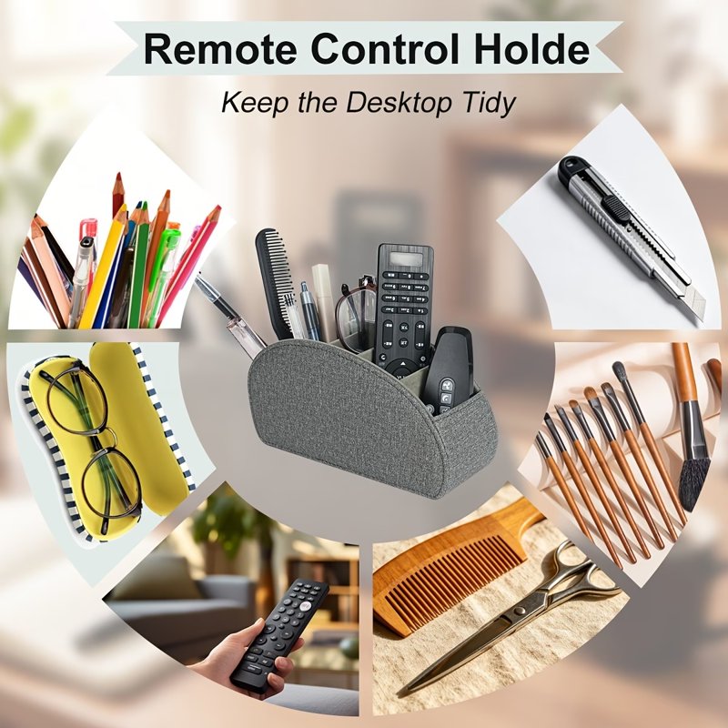 Remote Control Organizer with 5 Compartments - Multi-Functional Desk Storage Box