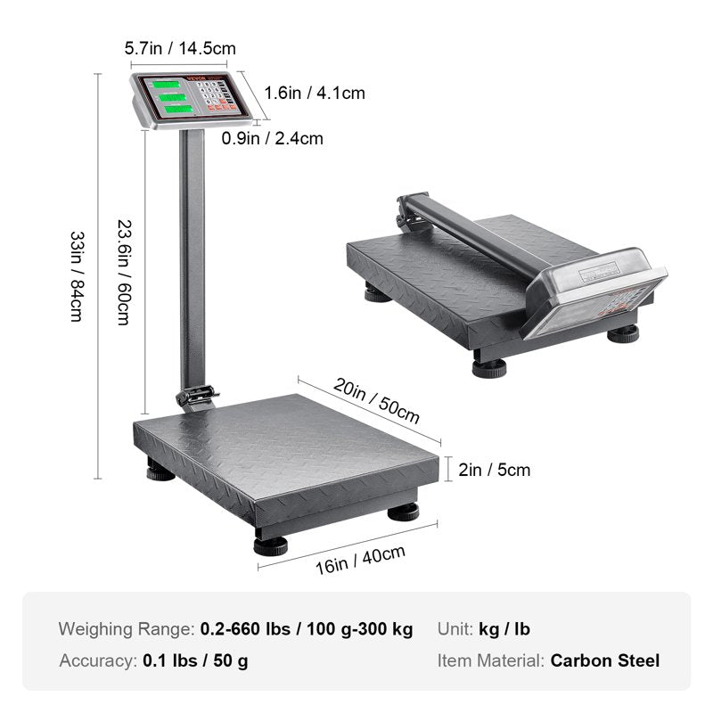 Digital Floor Scale 660 lbs with Accurate 0.1 lbs Reading for Shipping & Industrial Use