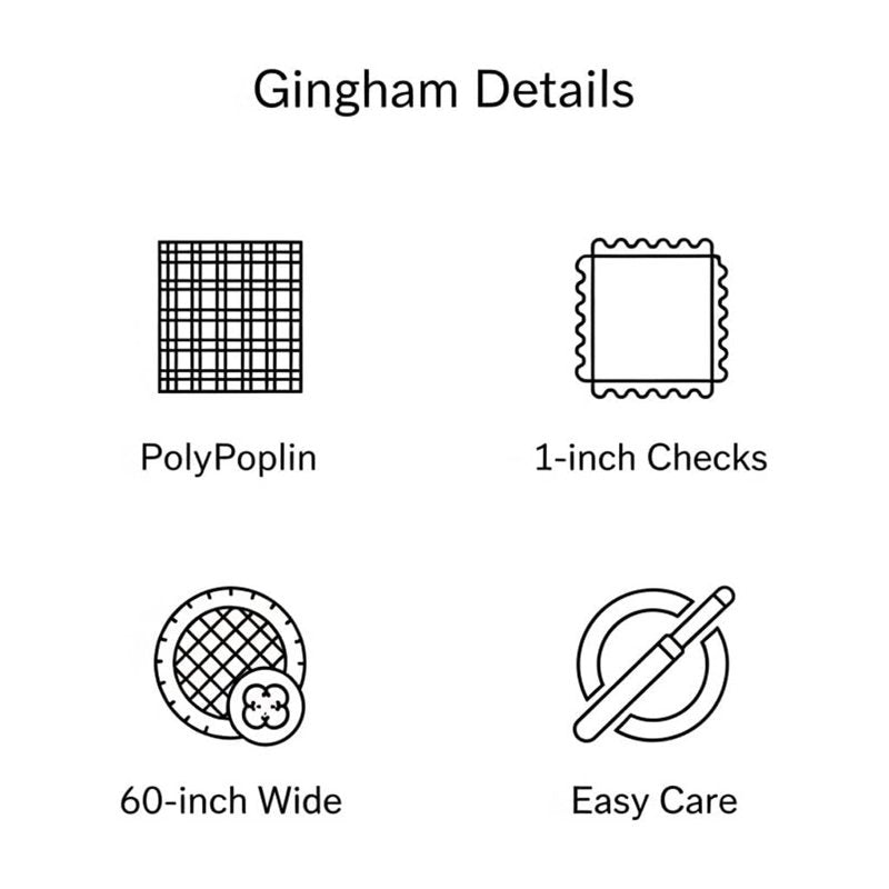Checkered Gingham PolyPoplin Fabric by the Yard - 60 Inch Wide for Sewing & Crafting