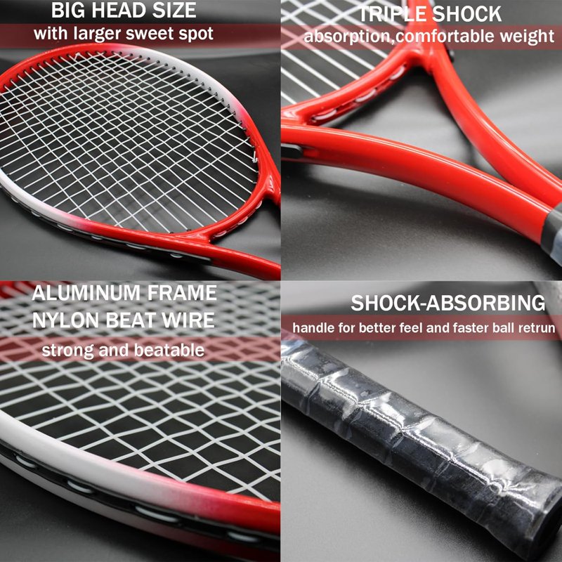 Adult Tennis Racket Set 27 Inch with 4 Balls, Overgrips, Trainer & Bag