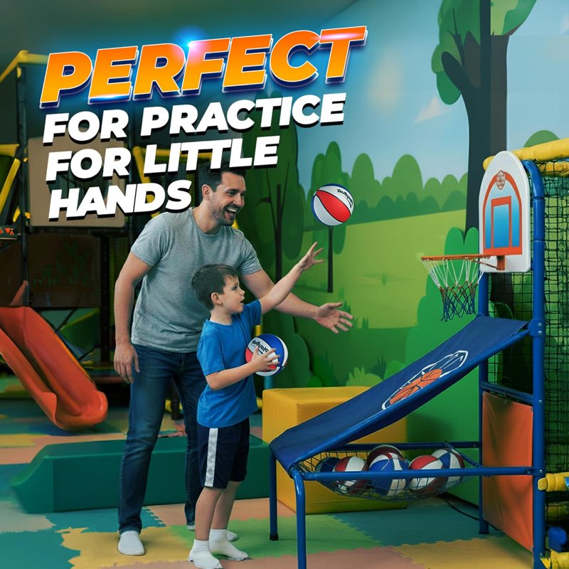 Mini Basketball Set 3 Pack - 7 Inch Youth Rubber Basketballs with Hand Pump for Indoor & Outdoor Play