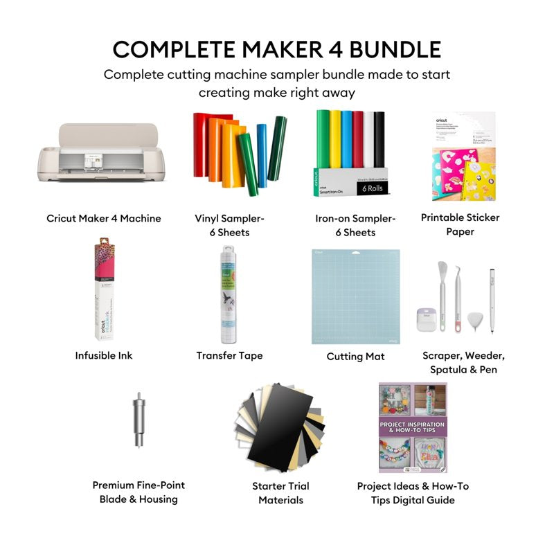 Cricut Maker 4 Cutting Machine and Sticker Making Bundle | Fast, Versatile Crafting