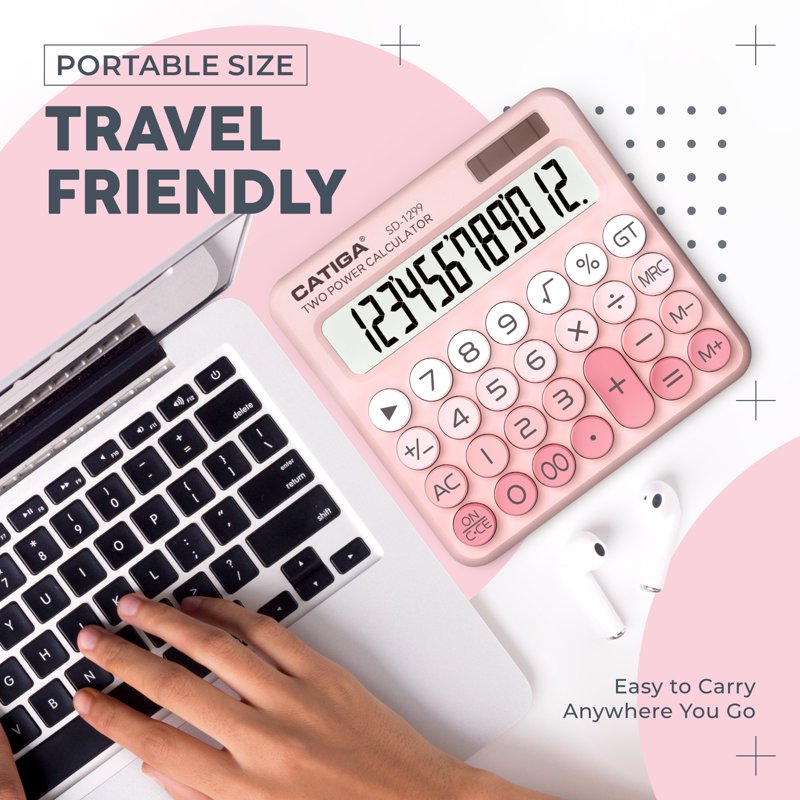 Mechanical Switch Calculator with Dual Power & Retro Design - 12-Digit Desktop Calculator