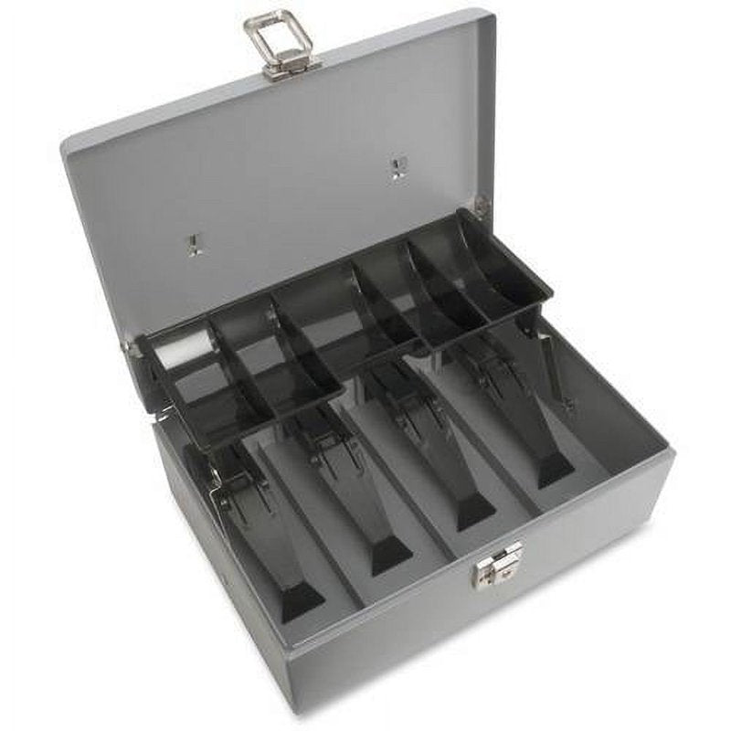 Steel Cash Box with 5-Compartment Coin Tray Lockable Money Storage