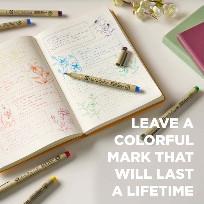 Colorful Fine Tip Ink Pens Set for Drawing, Journaling & Art - 6 Pack