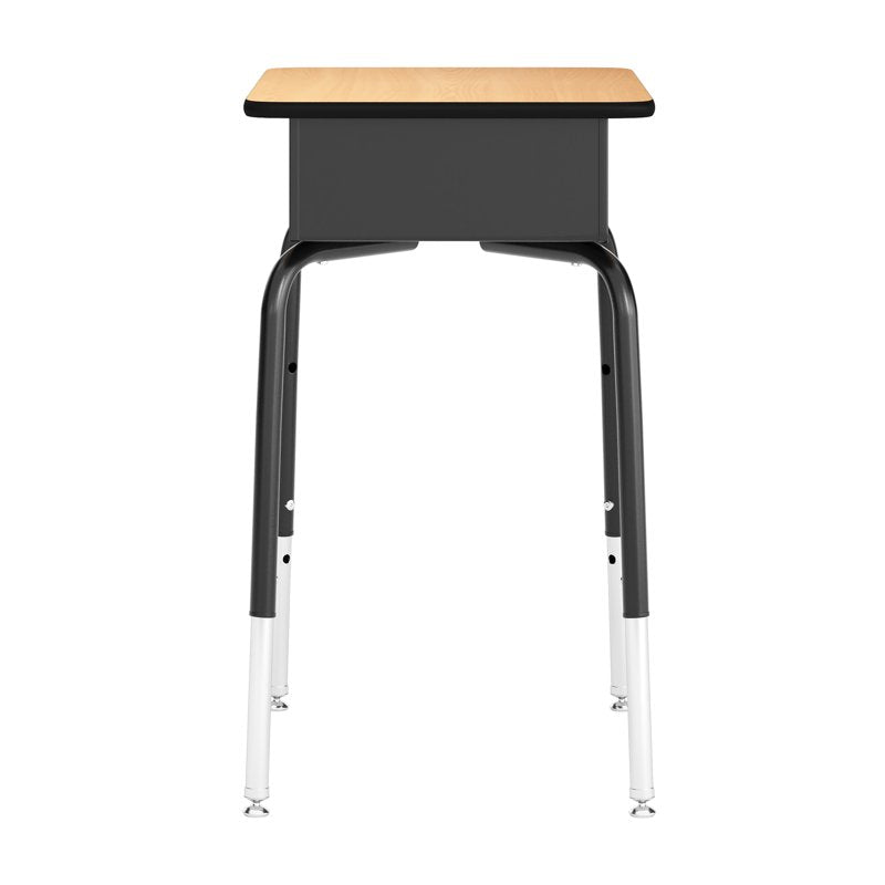 Student Desk with Classroom Stack Chair Set - Natural Top, Black Frame
