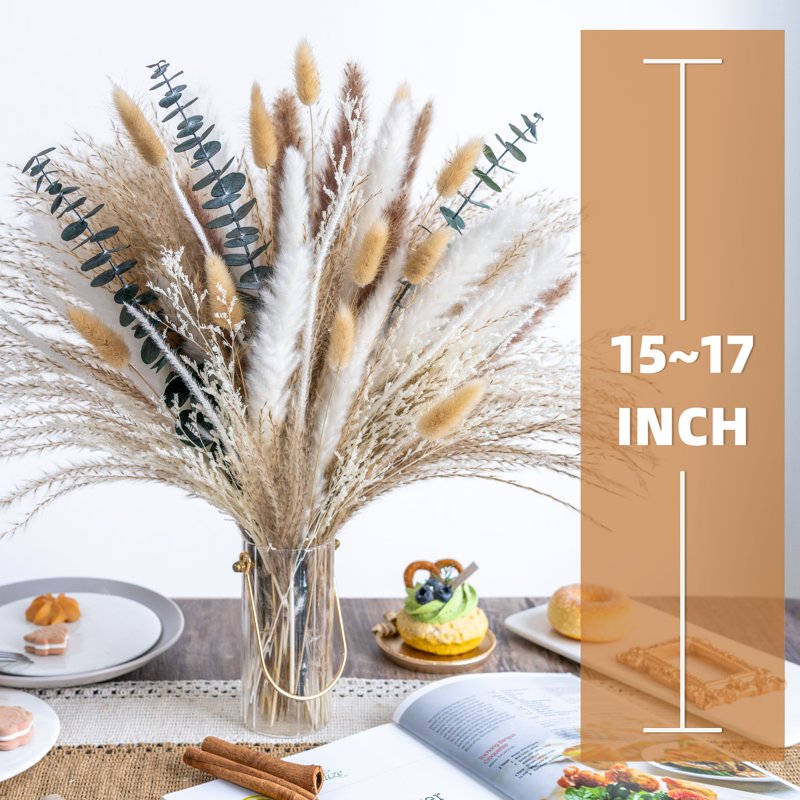 Dried Pampas Grass Decor - Rustic Boho Floral Arrangement for Home & Wedding