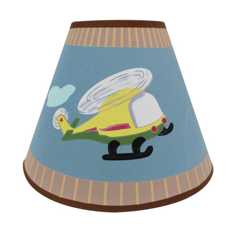 Transportation Themed Kids' Table Lamp with Dump Truck and Helicopter - Multi-Color