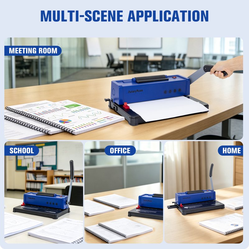 Electric Coil Binding Machine with 12-Sheet Capacity & Starter Kit for Office & Home