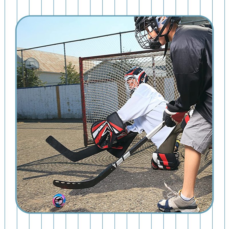 Outdoor Street Hockey Balls 6-Pack - High Density, Multi-Colored, Minimal Bounce
