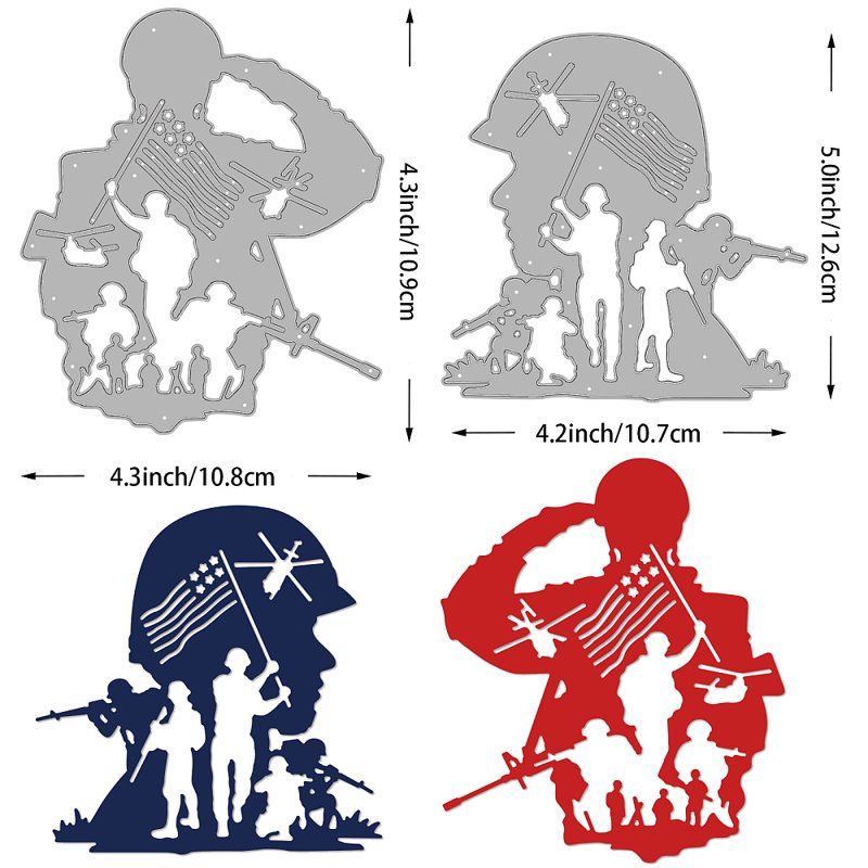 American Soldier Metal Die Cutting Stencil for Scrapbooking DIY Crafts - 2PCS