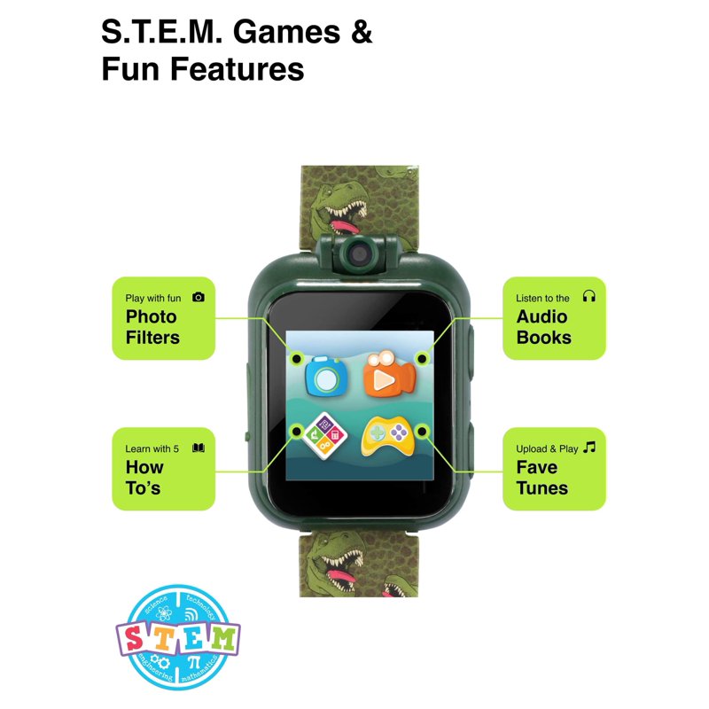 Kids Headphones and Smartwatch Set - Green Rex Roarsome Print