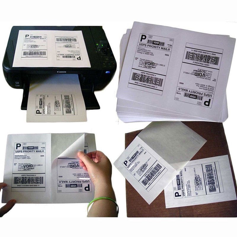 Self-Adhesive Half Sheet Shipping Labels for Laser & Inkjet Printers - 8.5 x 5.5 Inches, Blank Address Labels, Bulk Pack