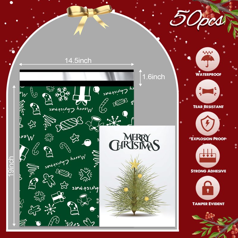 Christmas Poly Mailers 14.5x19