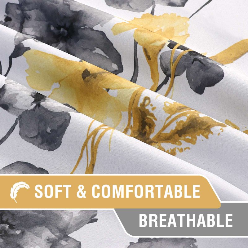 Blackout Floral Curtains with Thermal Liner – Cattleya Pattern, 52 x 108 Inches