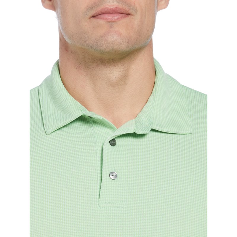 Men's Performance Mini Gingham Golf Polo Shirt - Moisture-Wicking, Sun Protection