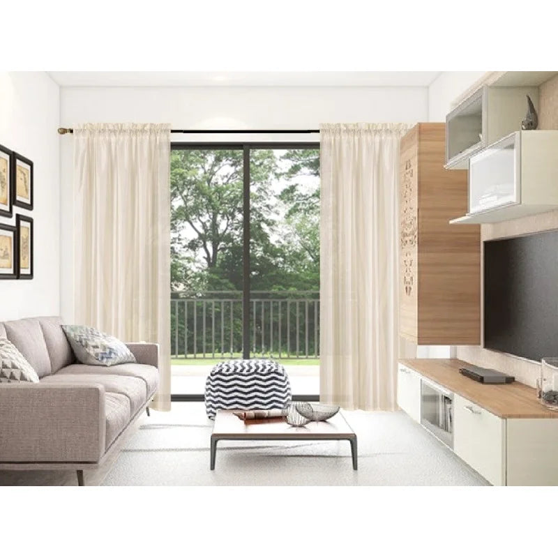 Semi-Sheer Faux Silk Window Curtains 2-Pack - Ivory, Light Filtering, 84" L