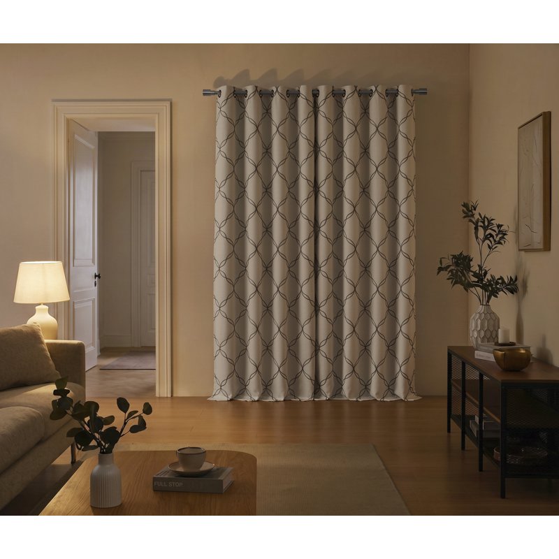Blackout Curtains for Living Rooms & Bedrooms - 50x84, Ivory/Gray