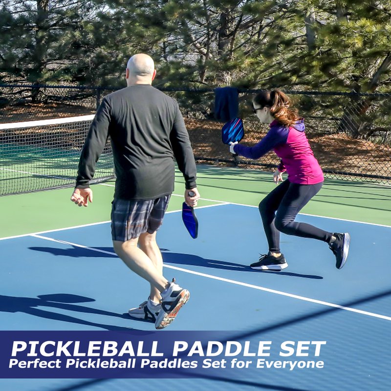 Feeray Pickleball Paddle Set - 2 Graphite Paddles, 4 Balls + Backpack, USAPA-Approved (Black)