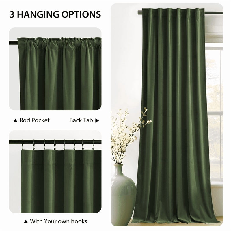 Blackout Velvet Curtains - Thermal Insulated Room Darkening Drapes for Living Room & Bedroom