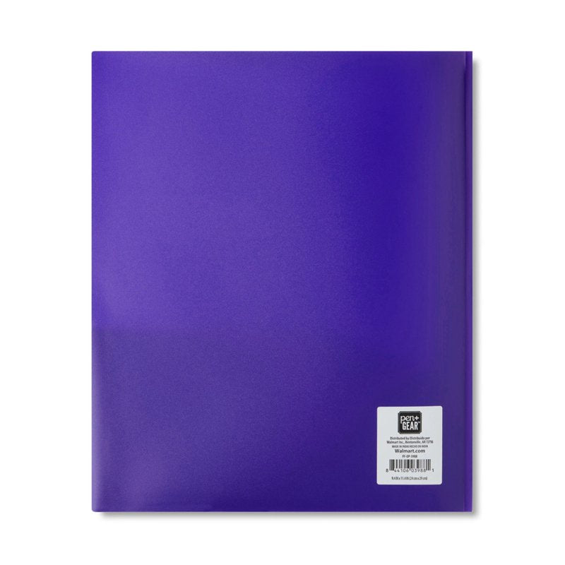 Pocket Folders with Brads, 2-Pocket Plastic Folder with 3-Hole Prong, Purple