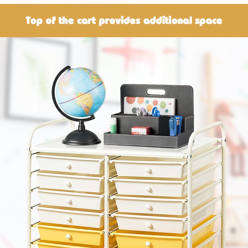 20-Drawer Rolling Storage Cart with Removable Plastic Drawers for Office, Home, Garage