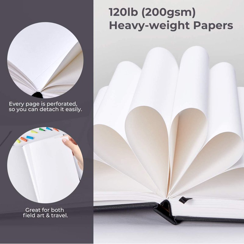 Large Hardcover Sketchbook with Marker Paper - 78 Sheets, 8.3x11.7 Inches