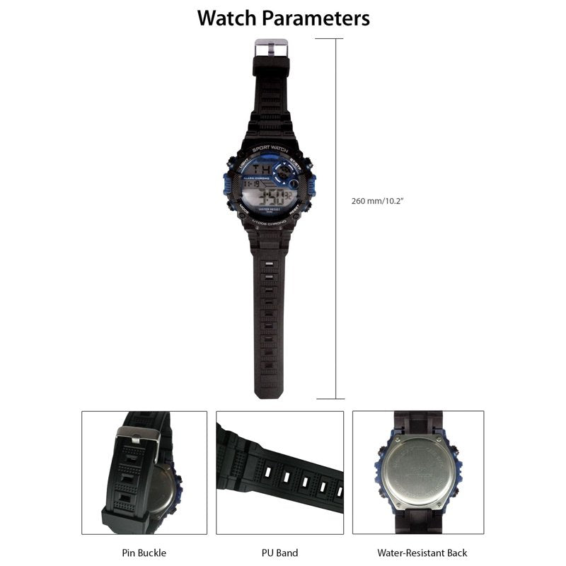 Digital Sport Wristwatch for Men with Water Resistance and Stopwatch